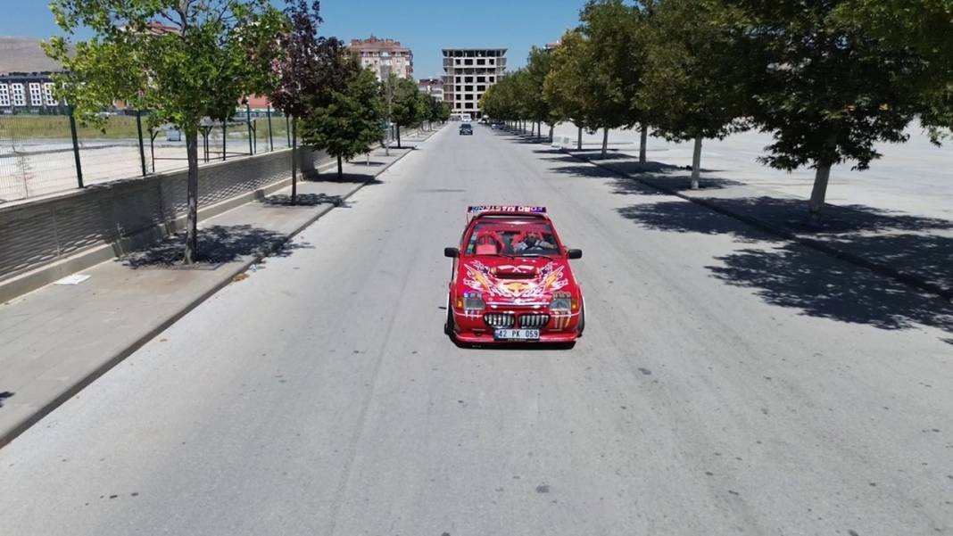 Konya'da rot balans ustası, aracını Şimşek McQueen'e dönüştürdü 4
